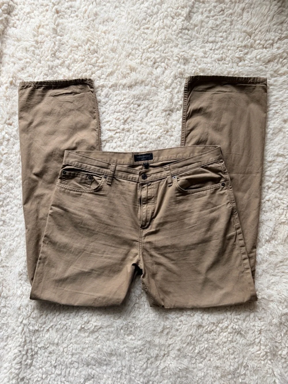 Banana Republic Men's 36x34 Straight Fit Chino Khaki Pants Tan